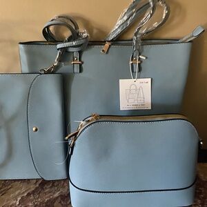 Elegant Blue Women's Bag Set 3 pieces